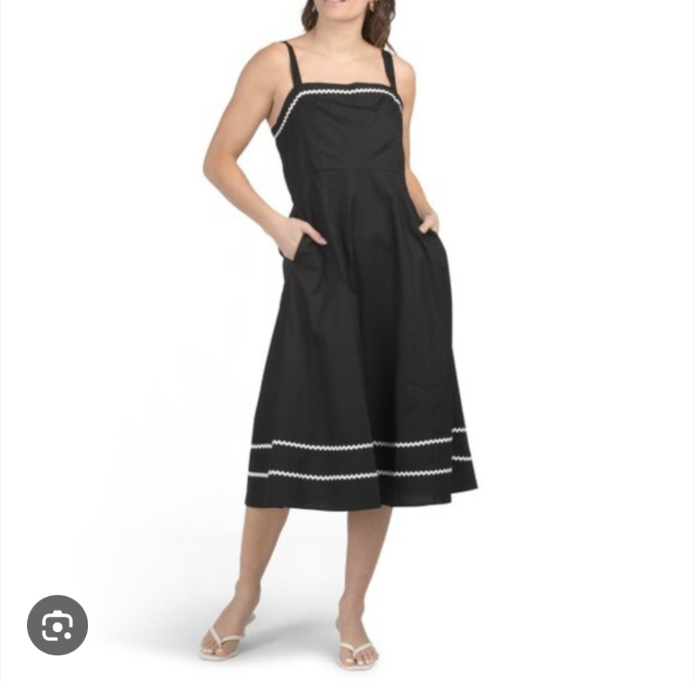 NWT Cynthia Rowley Black Dress With Whote Detail